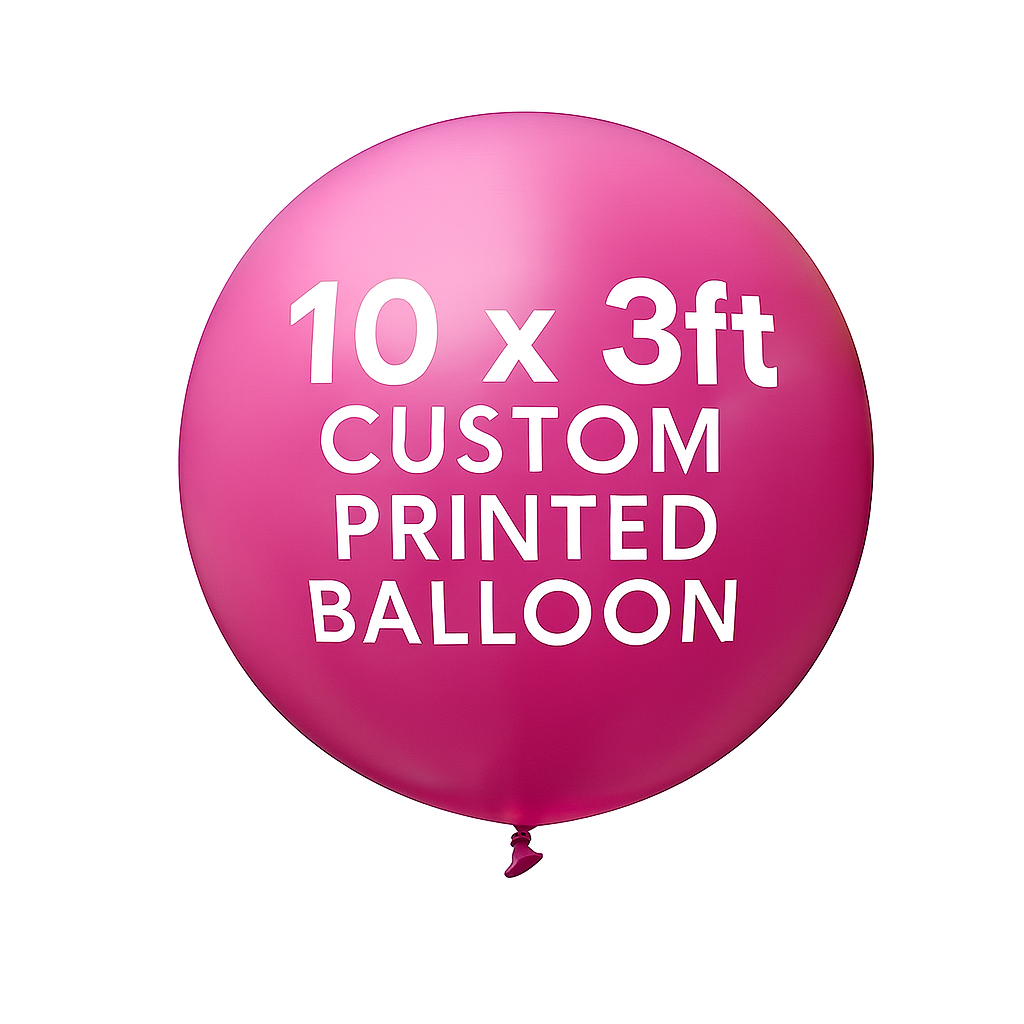 10 x 3ft Custom Printed Balloon, 1 colour, 1 side