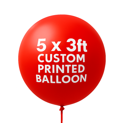 5 x 3ft Custom Printed Balloon, 1 colour, 1 side